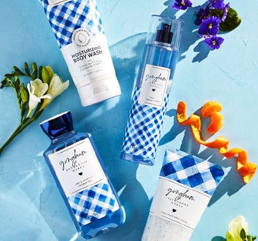 gingham body care products Bath and Body Works